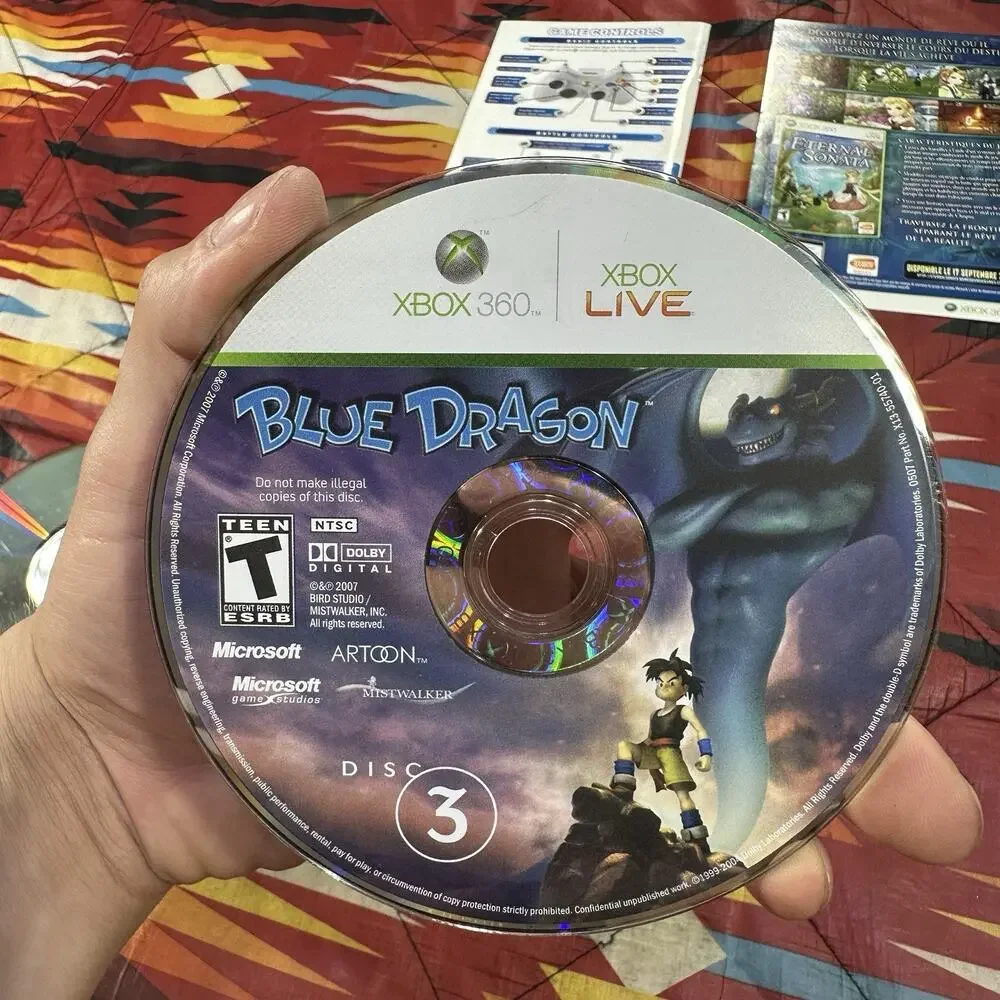 Blue Dragon (Microsoft Xbox 360, 2007) CIB 3 Disc Tested & Working!